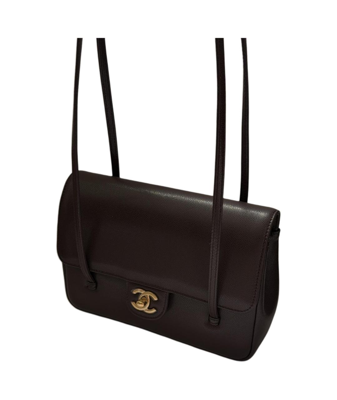 CHANEL Коричневая кожаная сумка через плечо, фото 5