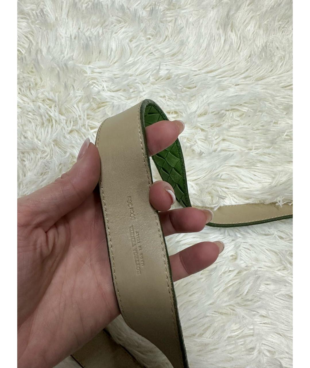 BOTTEGA VENETA Зеленый кожаный ремень, фото 4