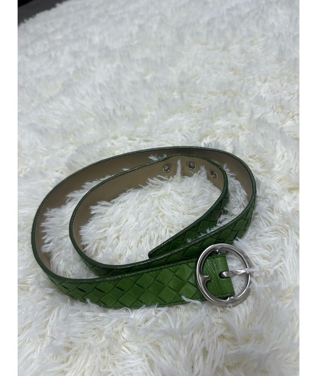BOTTEGA VENETA Зеленый кожаный ремень, фото 2