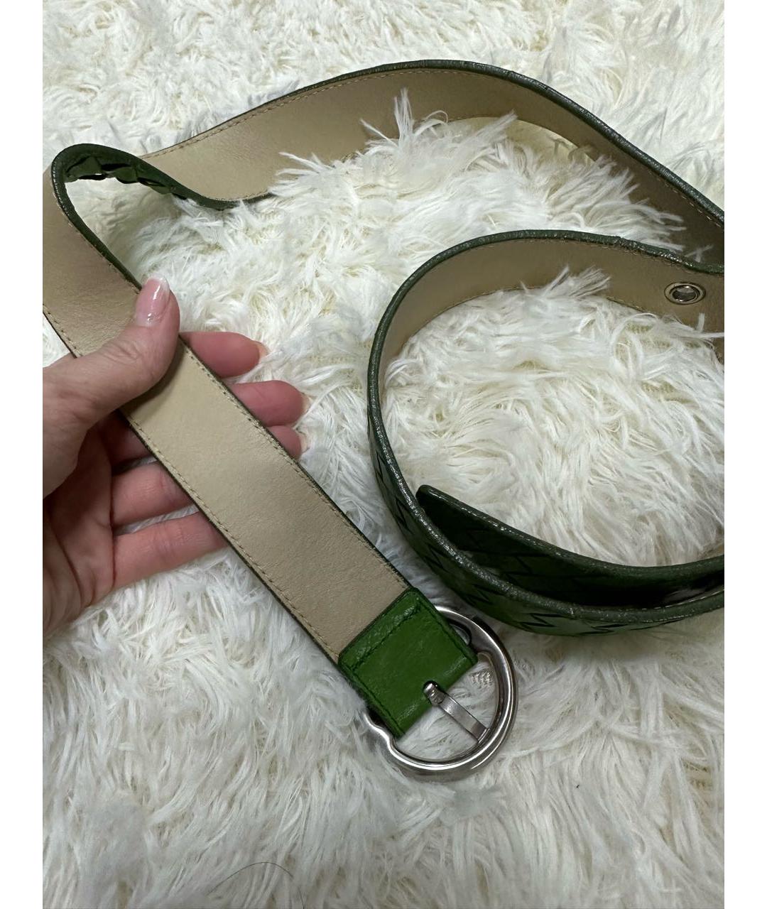 BOTTEGA VENETA Зеленый кожаный ремень, фото 3