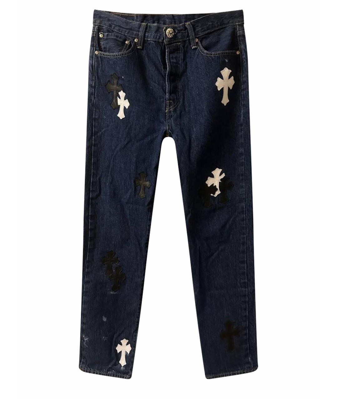 CHROME HEARTS Темно-синие хлопковые прямые джинсы, фото 1