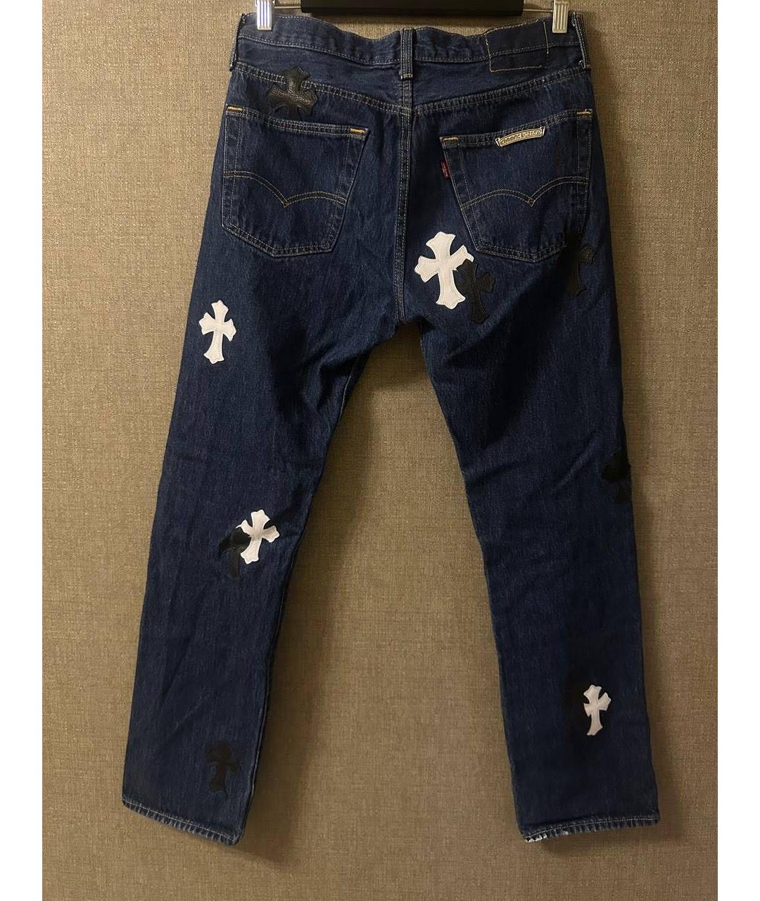 CHROME HEARTS Темно-синие хлопковые прямые джинсы, фото 2