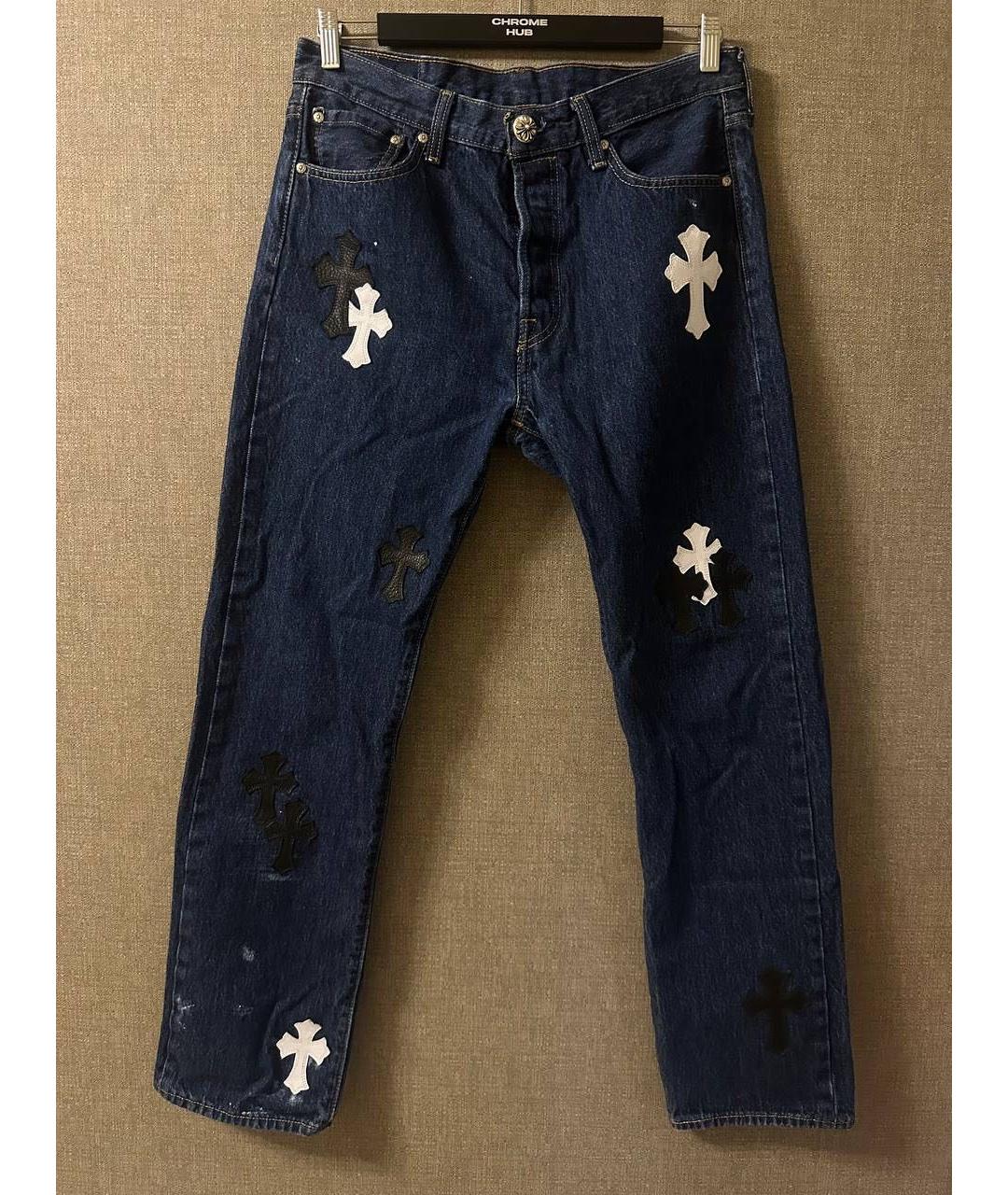 CHROME HEARTS Темно-синие хлопковые прямые джинсы, фото 3