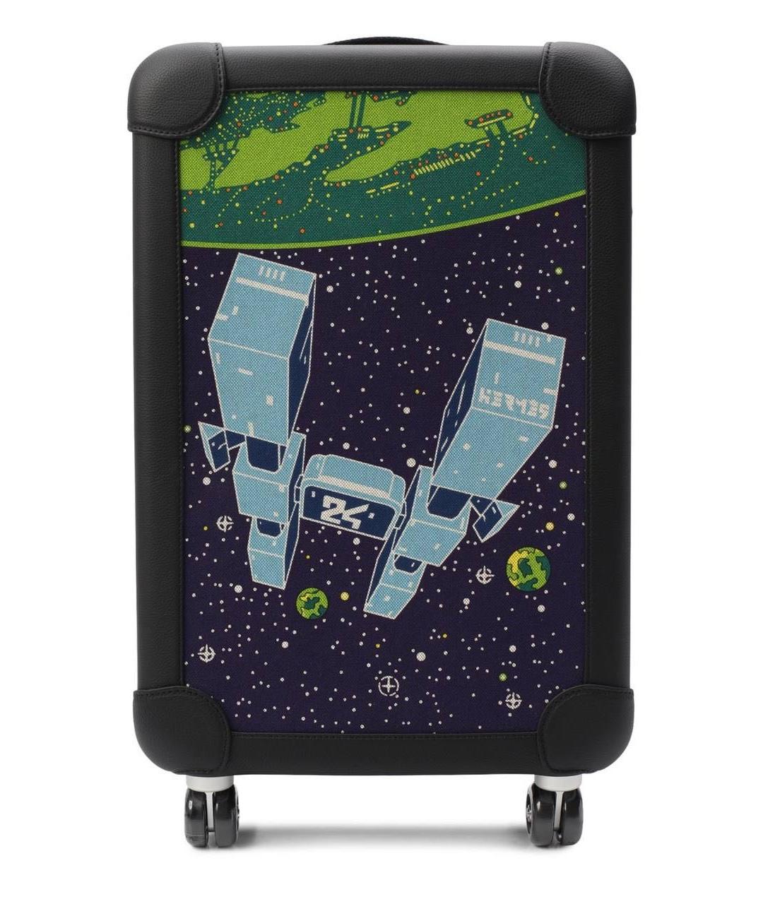 HERMES Черный кожаный чемодан, фото 2