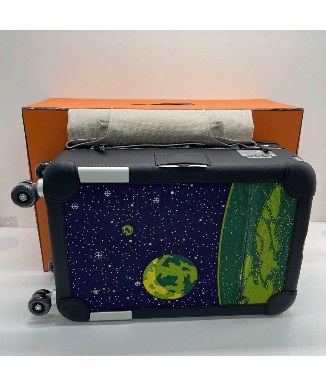 HERMES Черный кожаный чемодан, фото 6