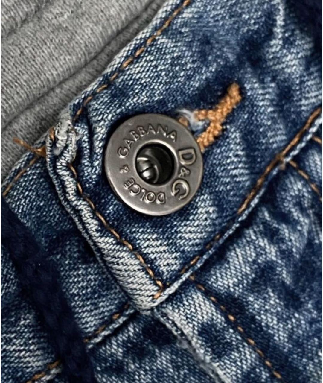 DOLCE&GABBANA Синие хлопковые прямые джинсы, фото 7