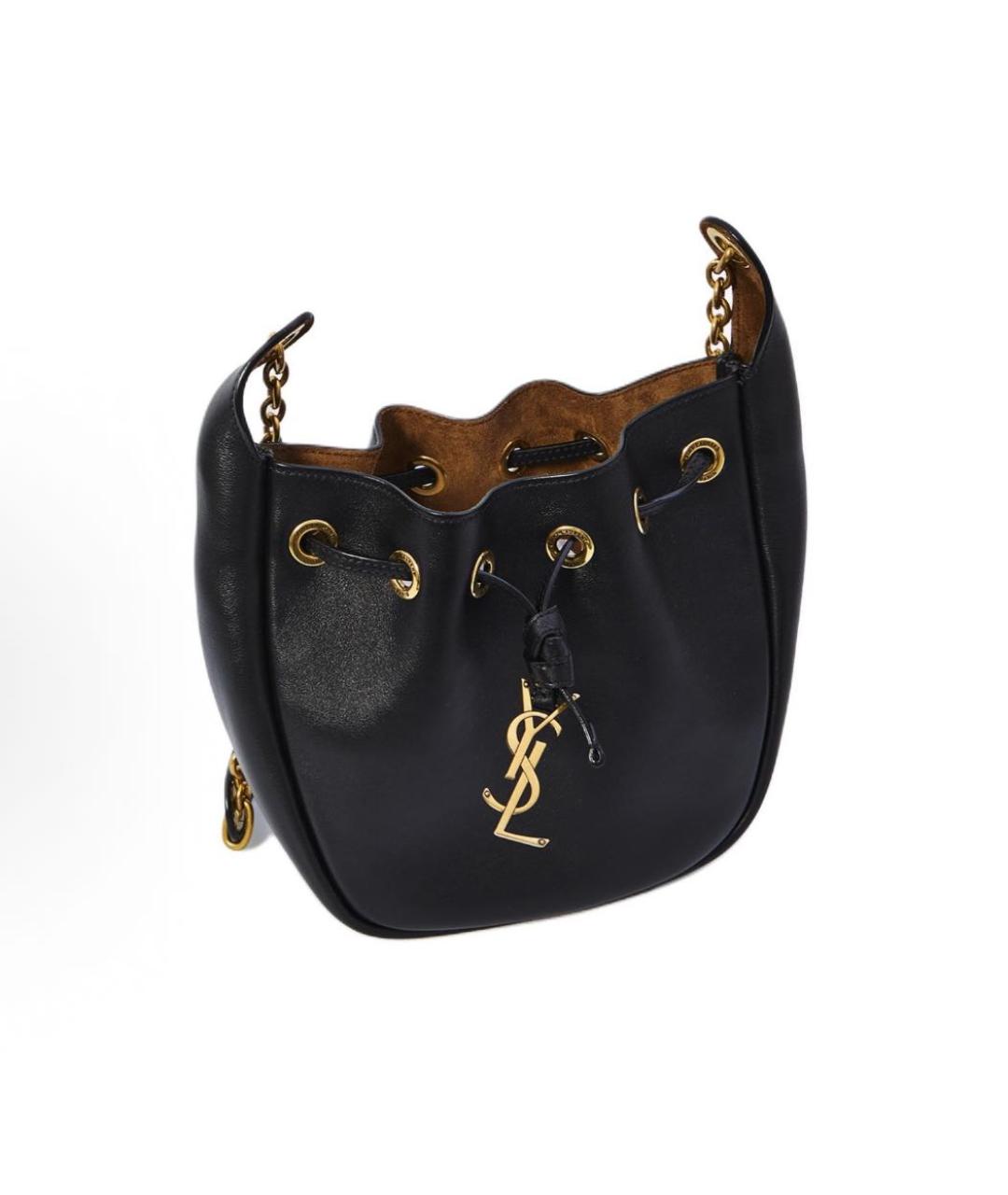 SAINT LAURENT Черная кожаная сумка тоут, фото 4