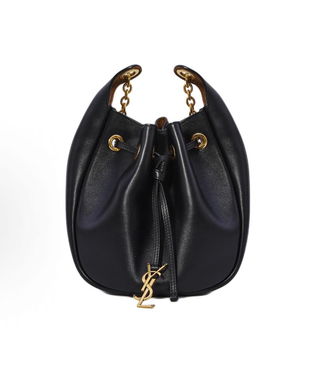 SAINT LAURENT Черная кожаная сумка тоут, фото 5