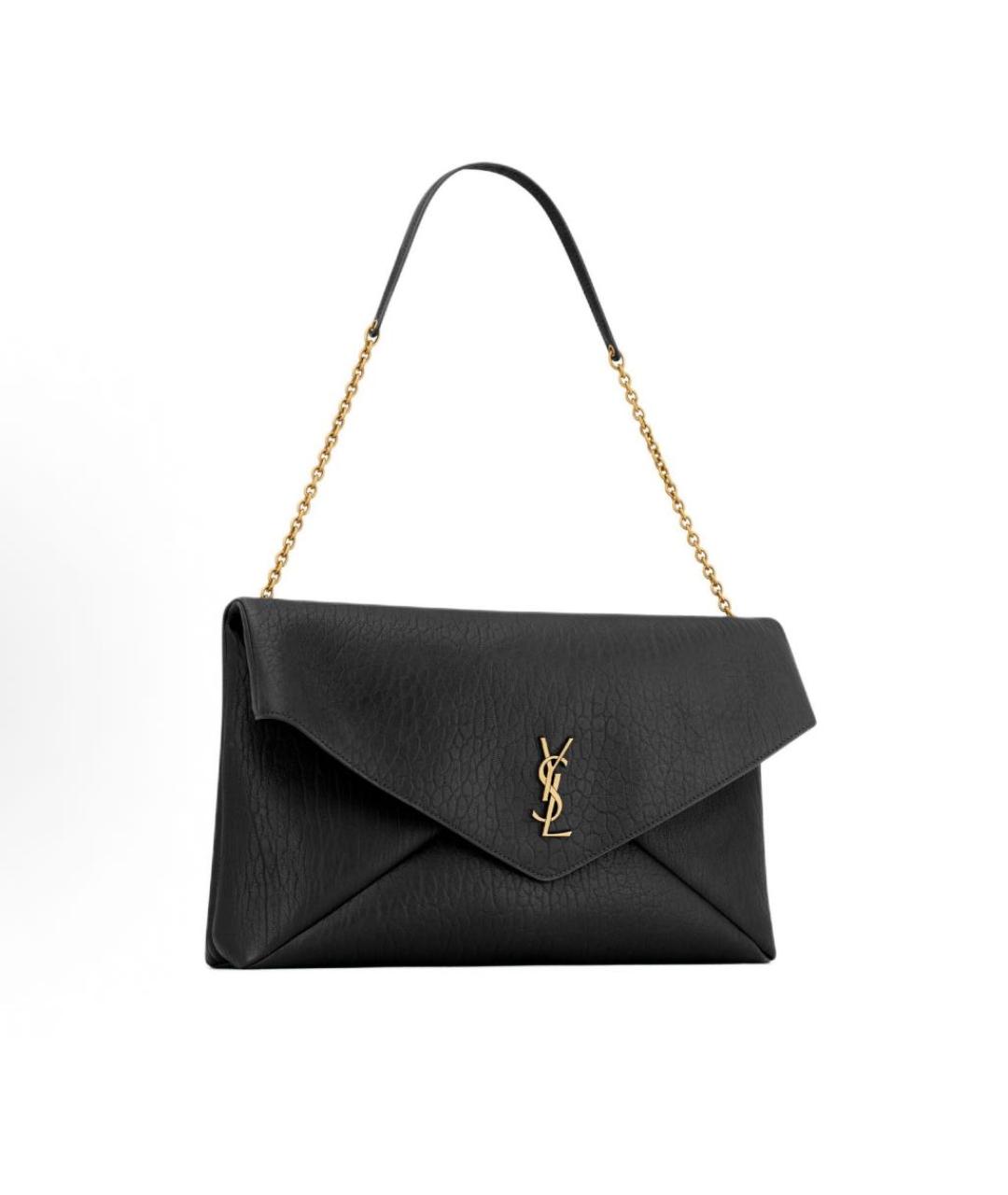 SAINT LAURENT Черная кожаная сумка с короткими ручками, фото 2