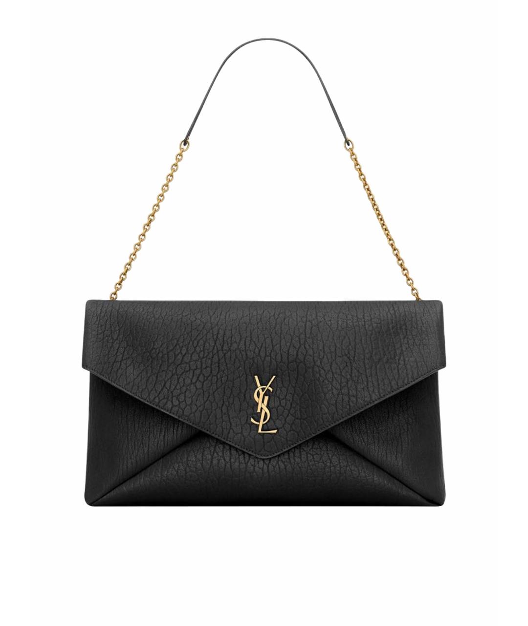 SAINT LAURENT Черная кожаная сумка с короткими ручками, фото 1