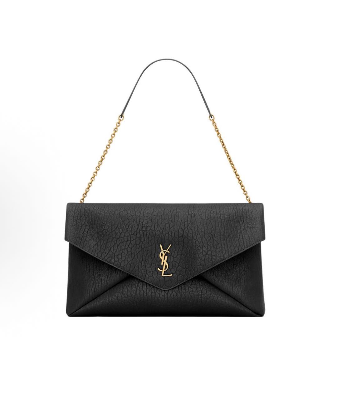 SAINT LAURENT Черная кожаная сумка с короткими ручками, фото 5