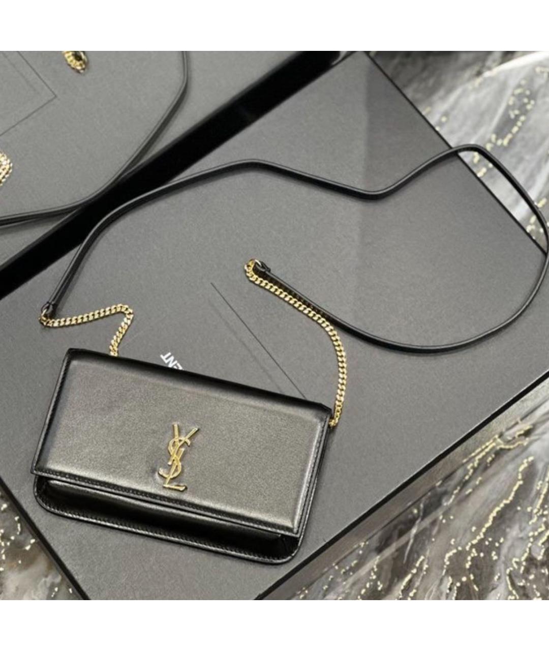 SAINT LAURENT Черная кожаная сумка через плечо, фото 4