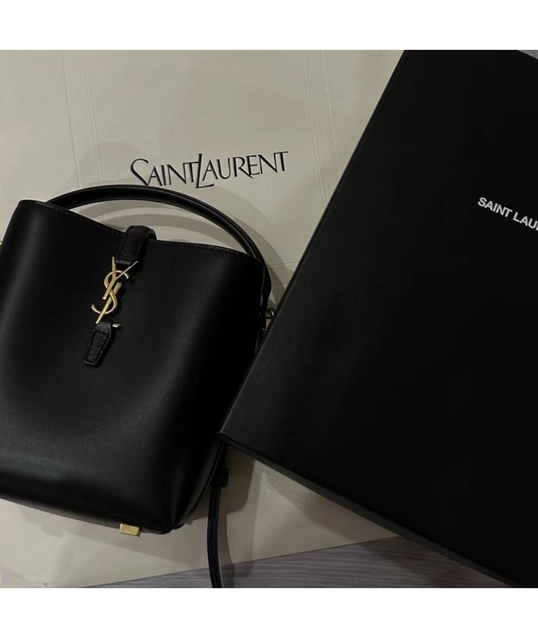 SAINT LAURENT Черная кожаная сумка тоут, фото 3