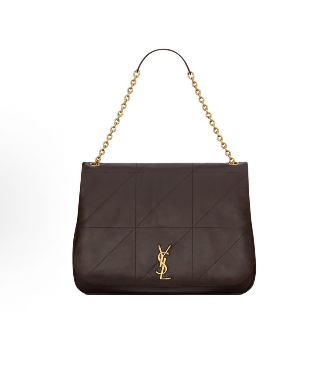 SAINT LAURENT Коричневая кожаная сумка через плечо, фото 5