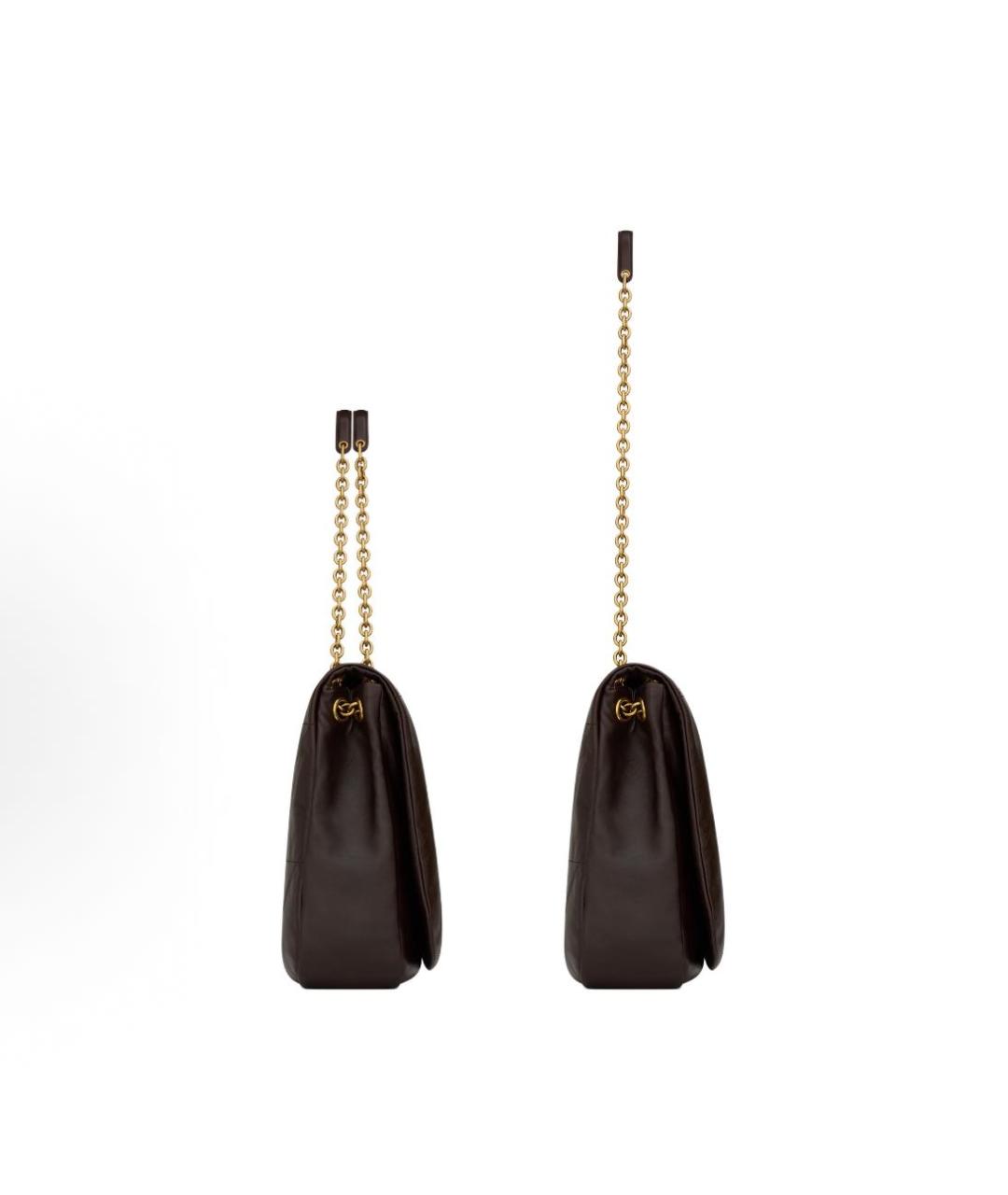 SAINT LAURENT Коричневая кожаная сумка через плечо, фото 3