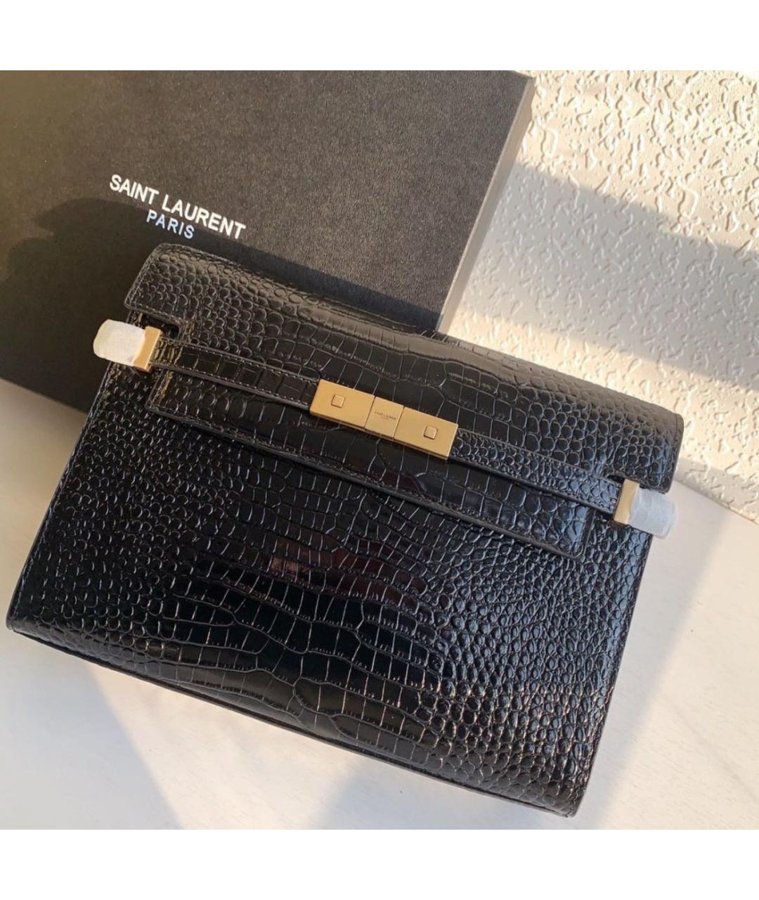 SAINT LAURENT Черная кожаная сумка через плечо, фото 3