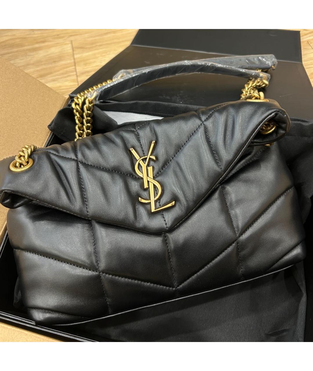 SAINT LAURENT Черная кожаная сумка через плечо, фото 3