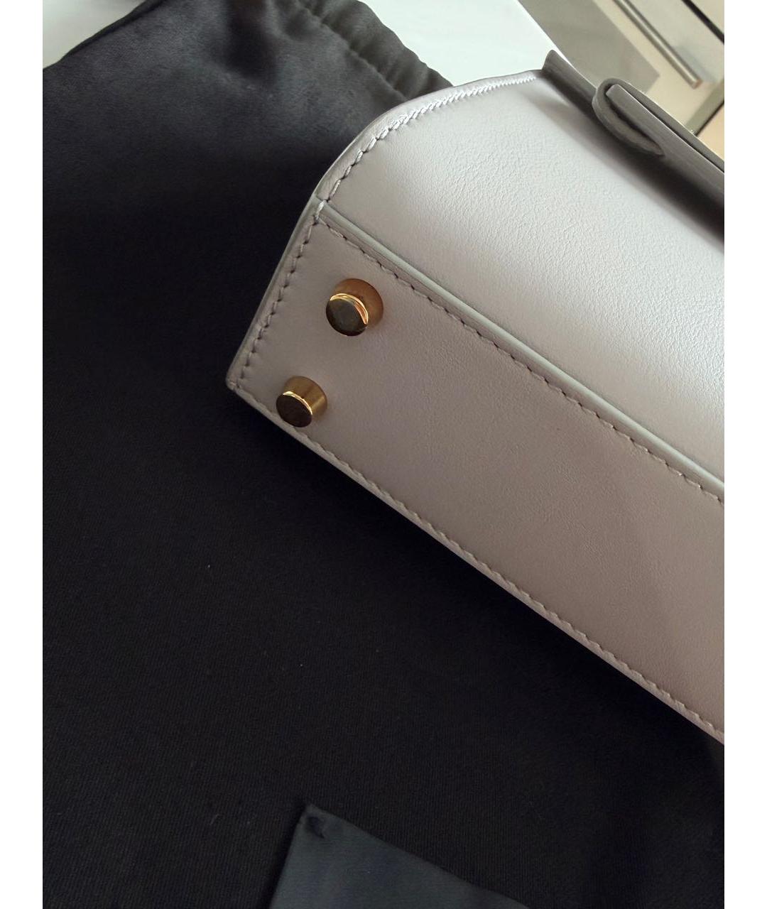 VERSACE Серая кожаная сумка с короткими ручками, фото 8