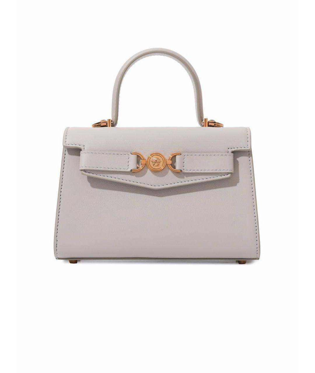 VERSACE Серая кожаная сумка с короткими ручками, фото 9