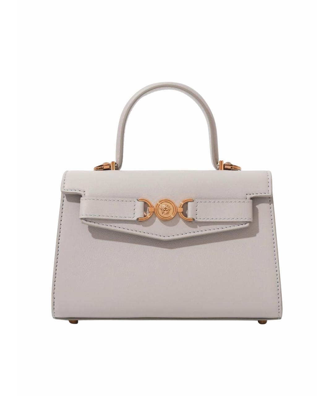 VERSACE Серая кожаная сумка с короткими ручками, фото 1