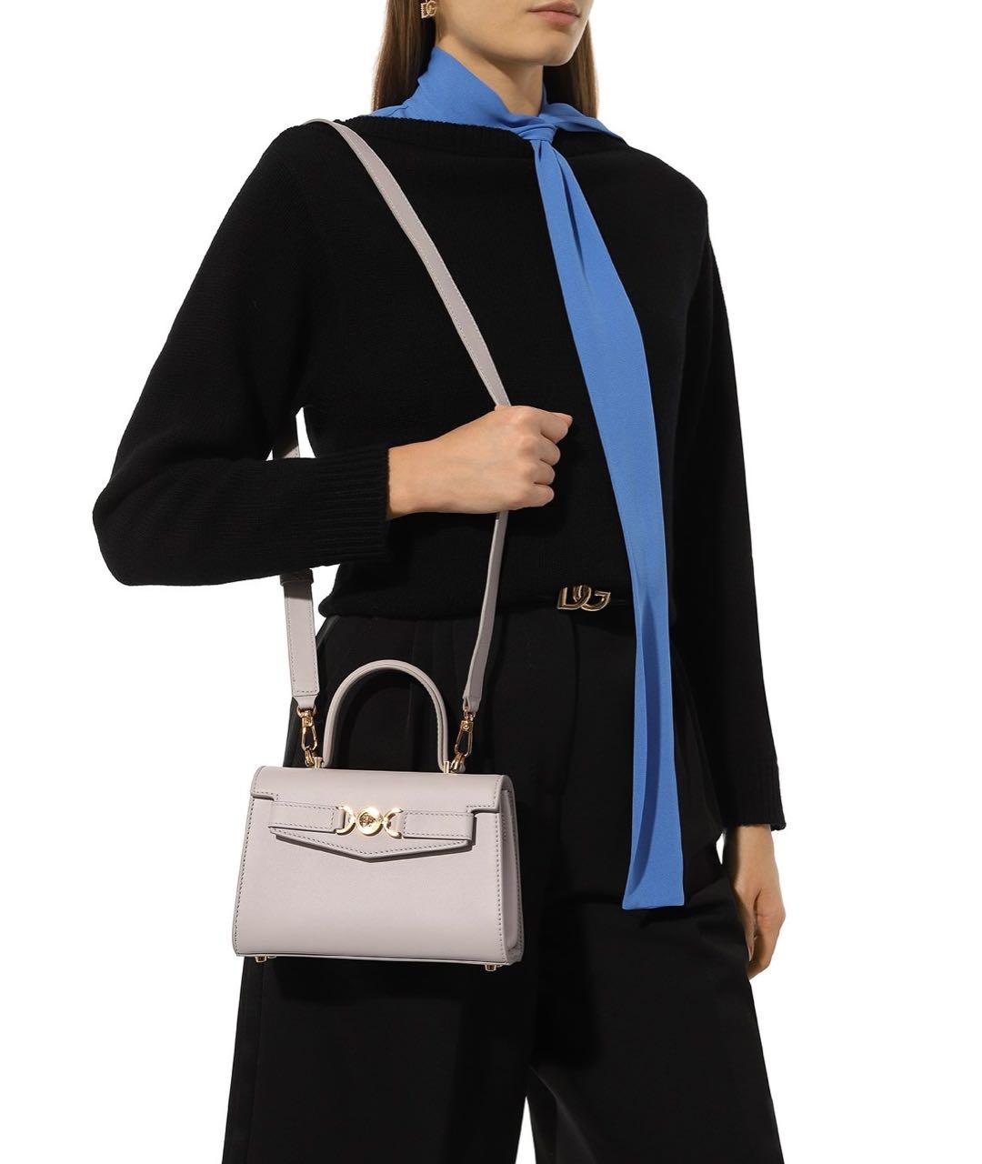 VERSACE Серая кожаная сумка с короткими ручками, фото 5