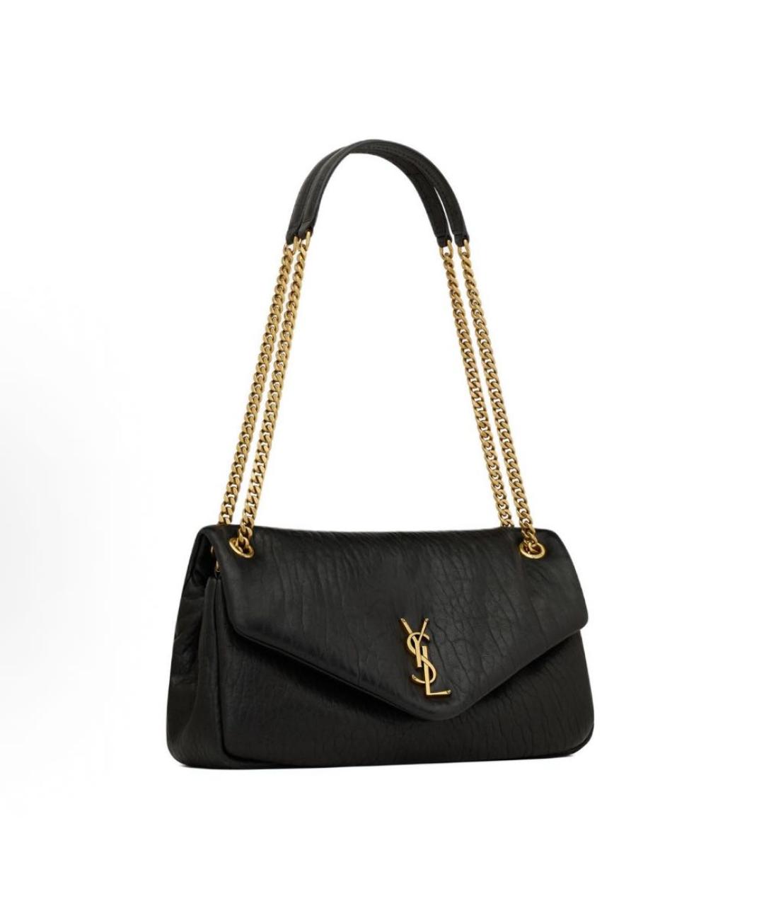 SAINT LAURENT Черная кожаная сумка через плечо, фото 2