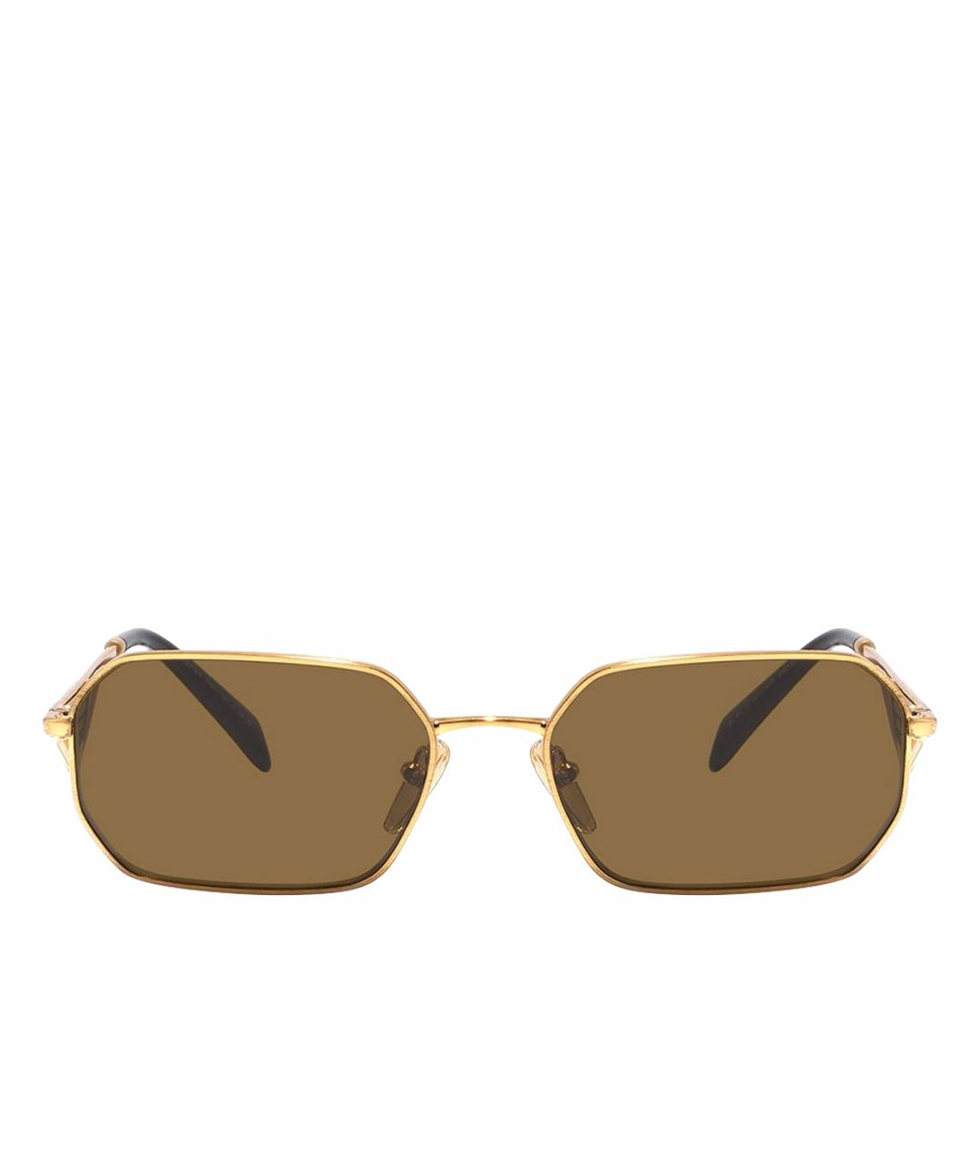 PRADA Золотые металлические солнцезащитные очки, фото 1