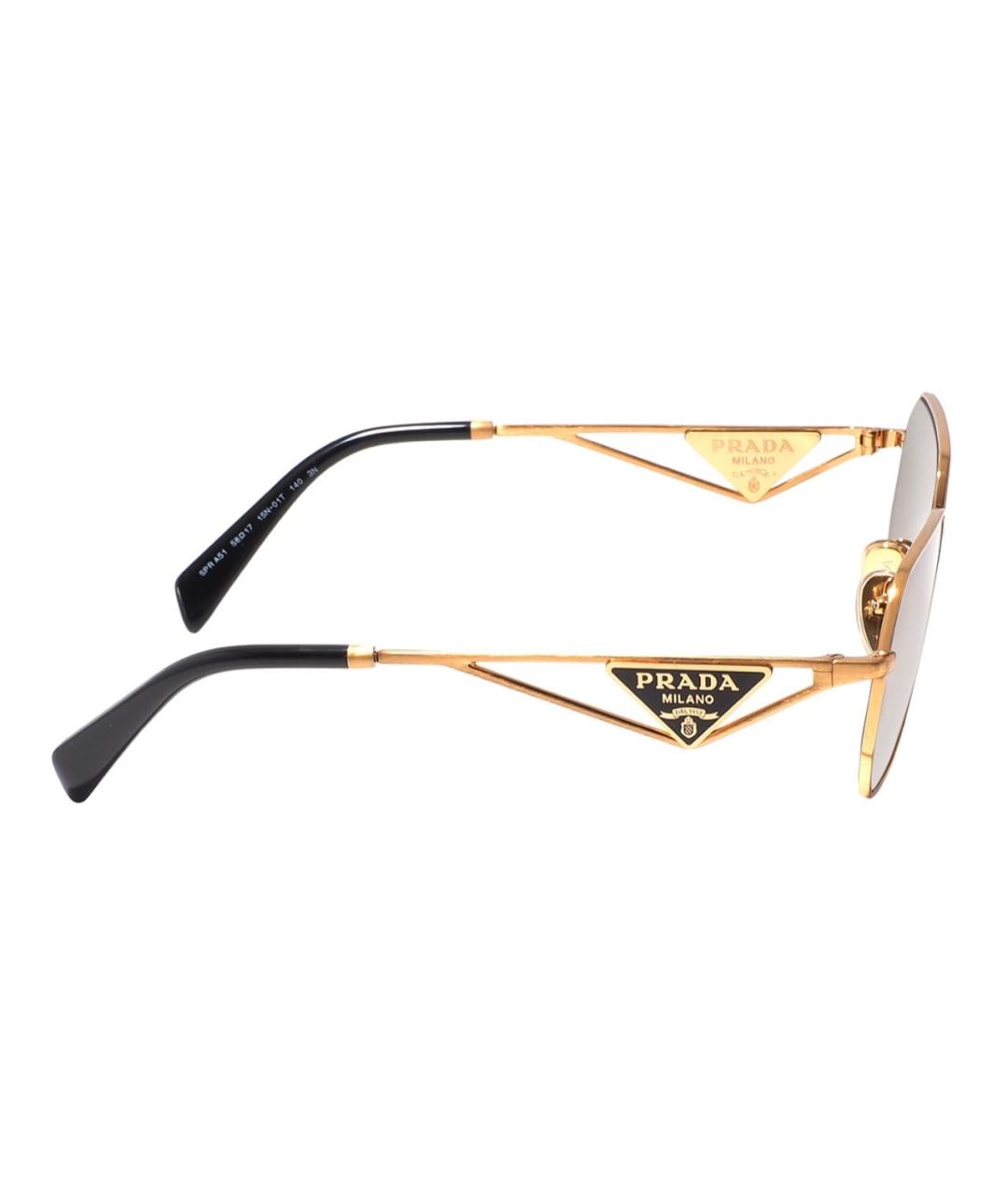 PRADA Золотые металлические солнцезащитные очки, фото 3