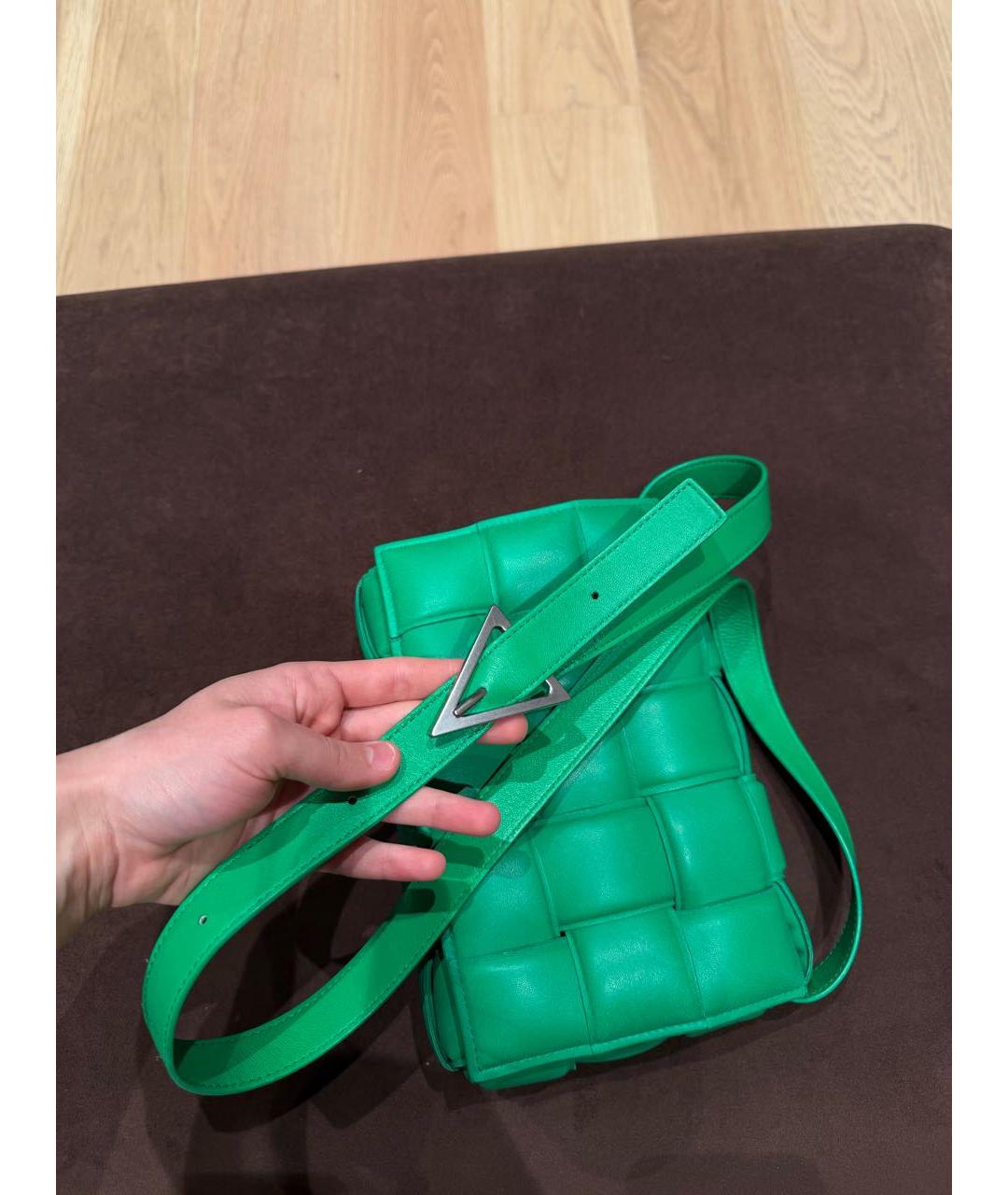 BOTTEGA VENETA Зеленая кожаная сумка через плечо, фото 4