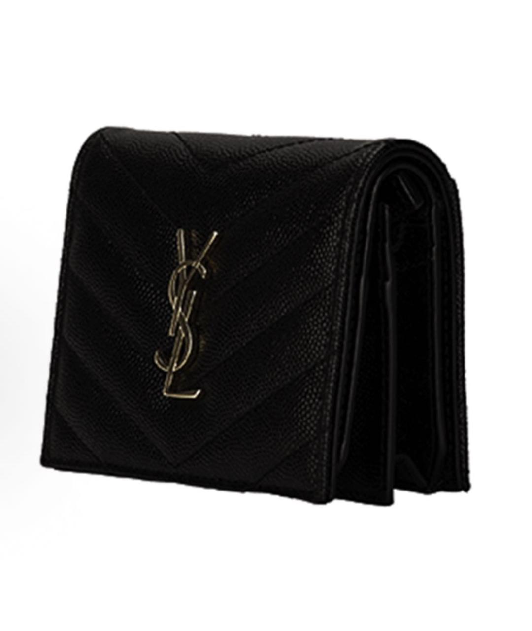 SAINT LAURENT Черный кожаный кошелек, фото 2