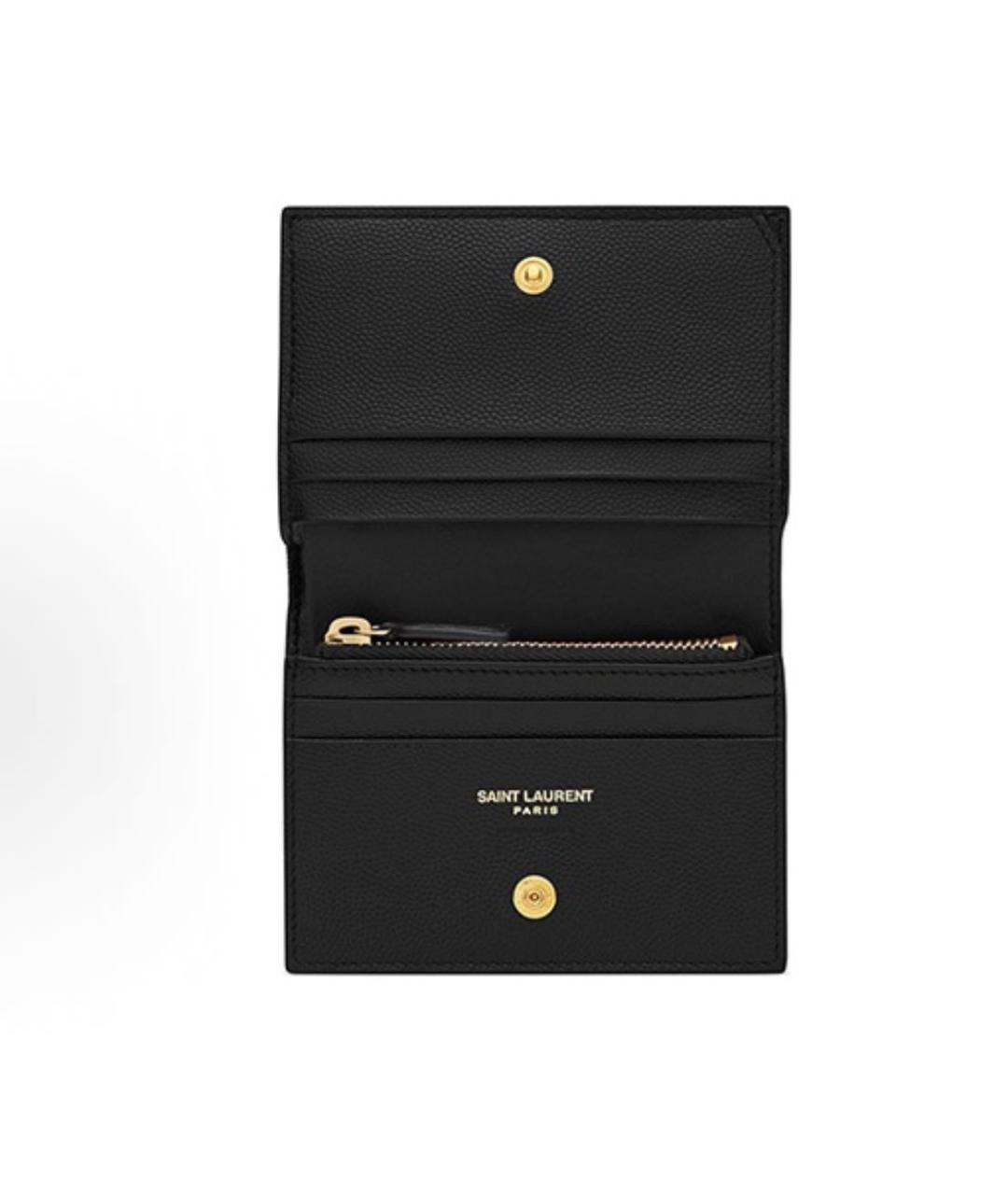 SAINT LAURENT Черный кожаный кошелек, фото 4