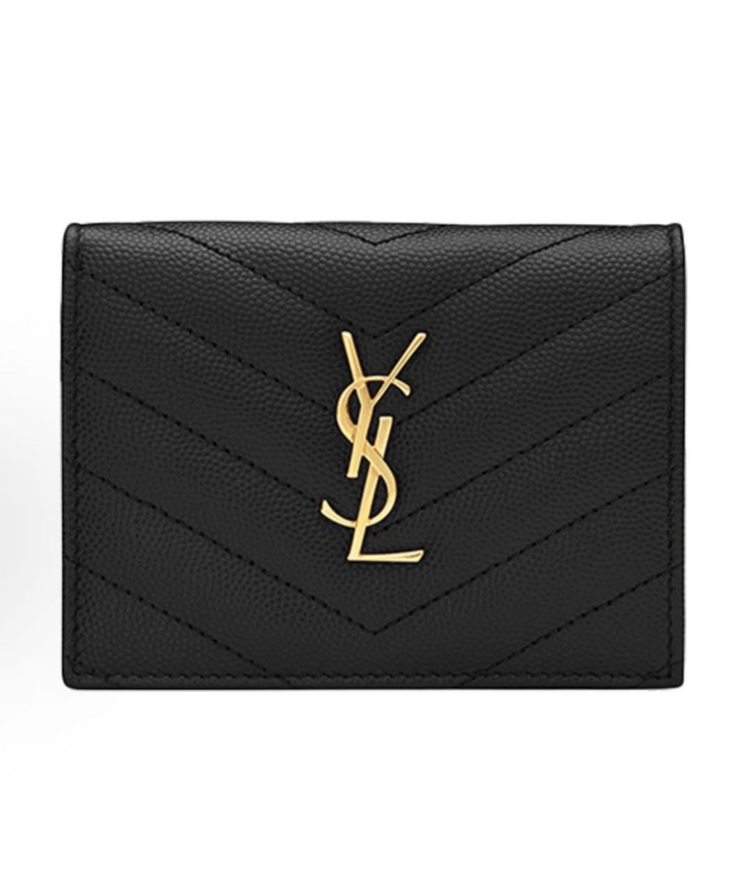 SAINT LAURENT Черный кожаный кошелек, фото 5