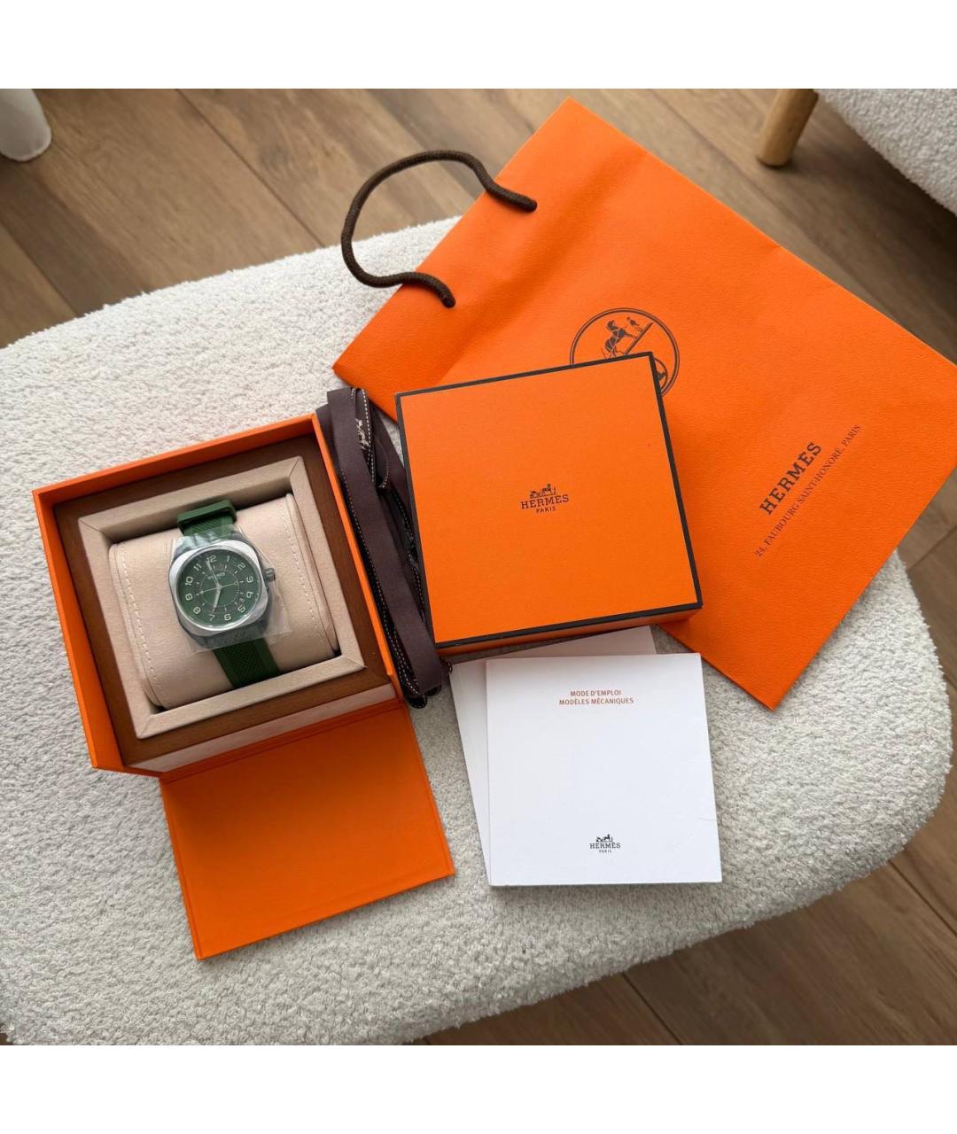 HERMES Зеленые стальные часы, фото 4