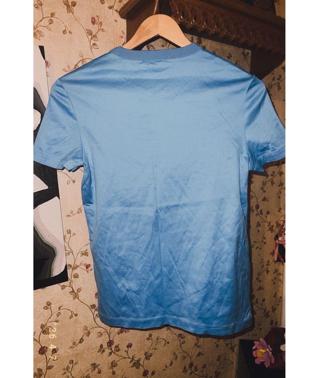 LORO PIANA Голубая хлопковая футболка, фото 2