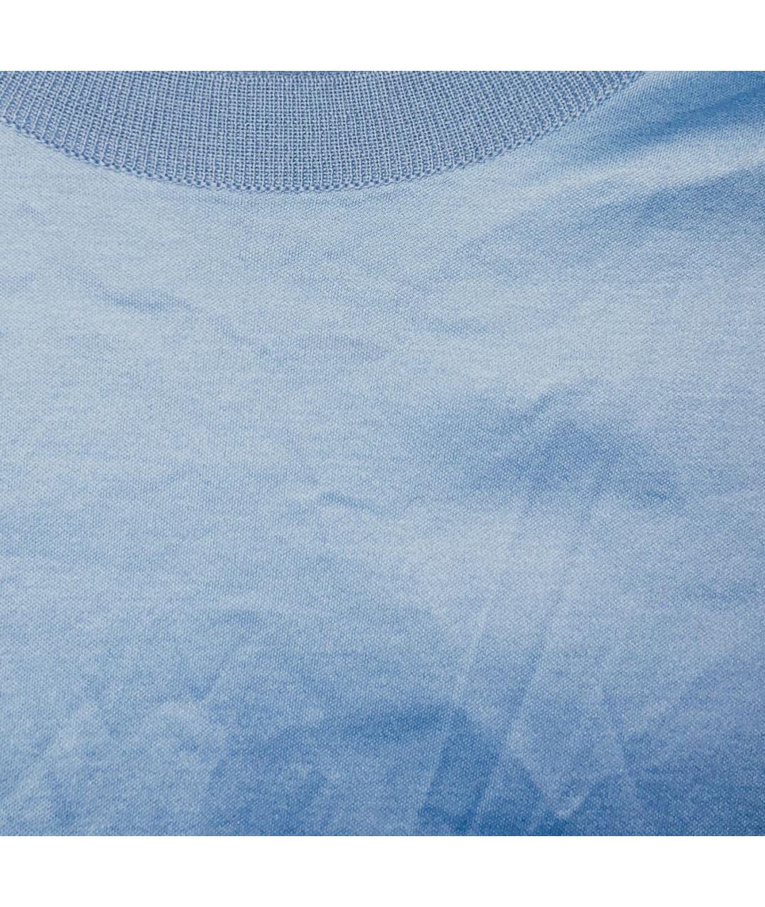 LORO PIANA Голубая хлопковая футболка, фото 4