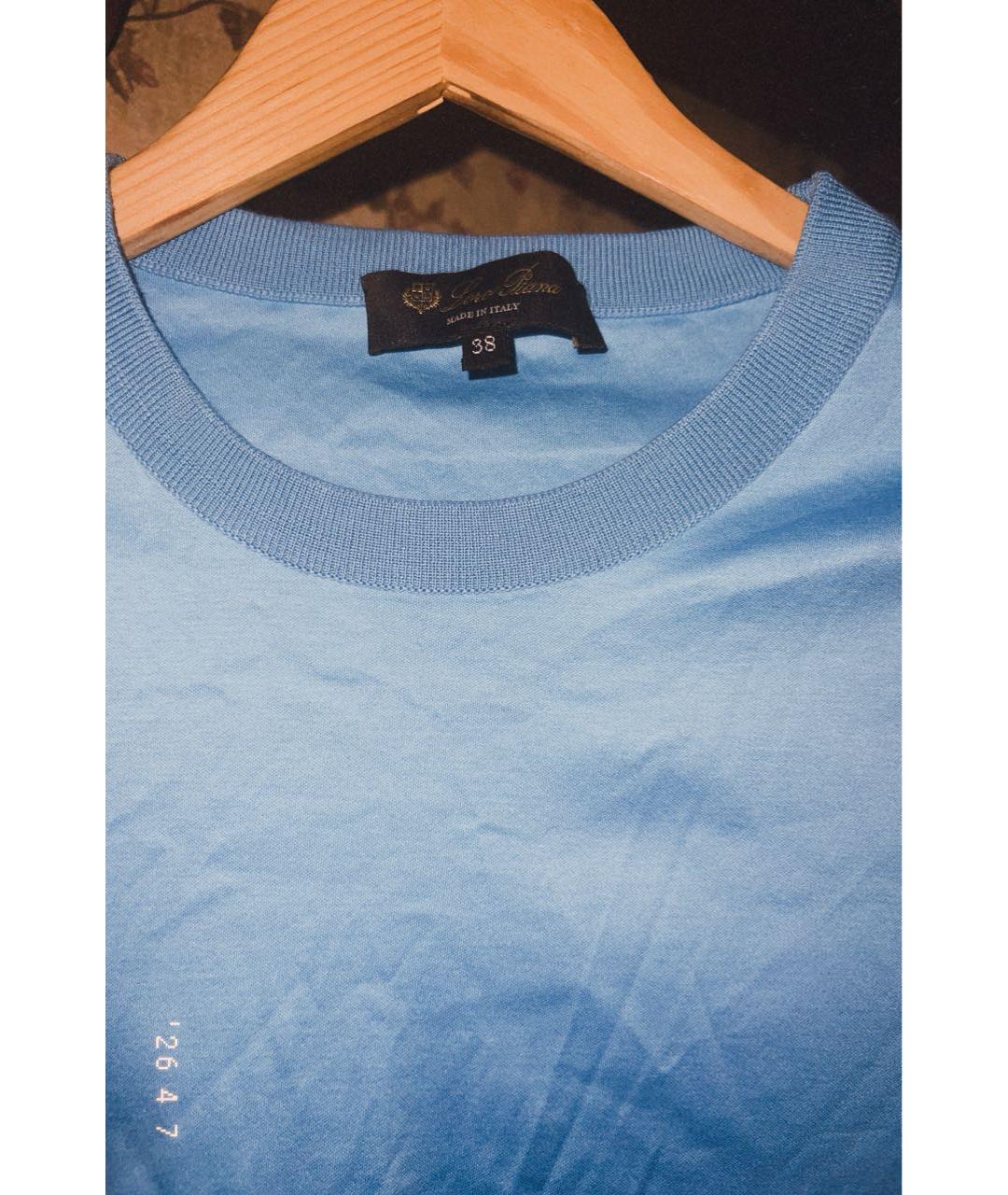 LORO PIANA Голубая хлопковая футболка, фото 3