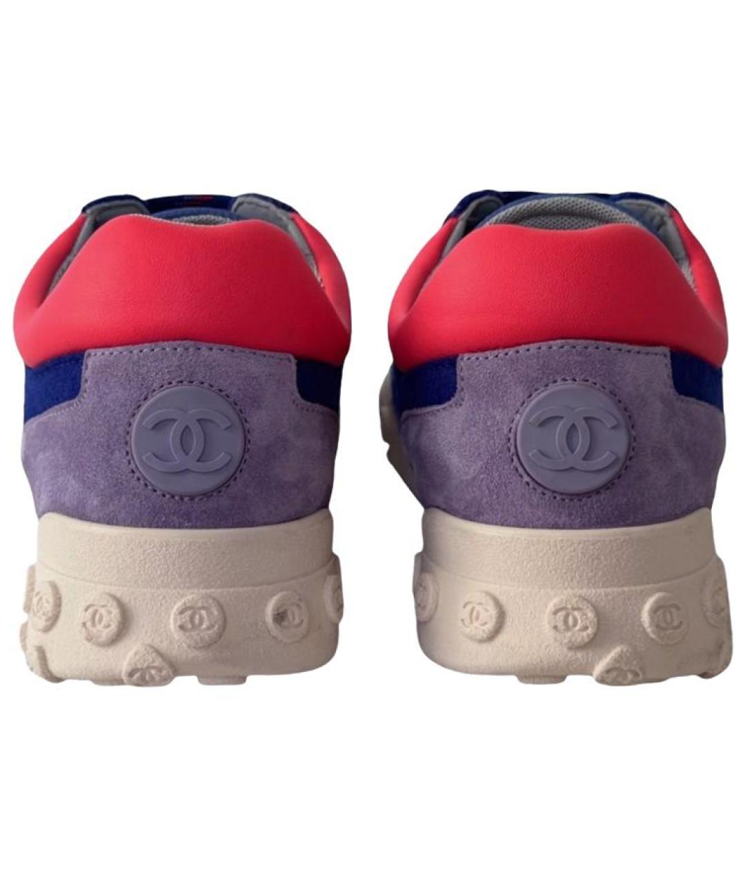 CHANEL Синие кожаные кроссовки, фото 5