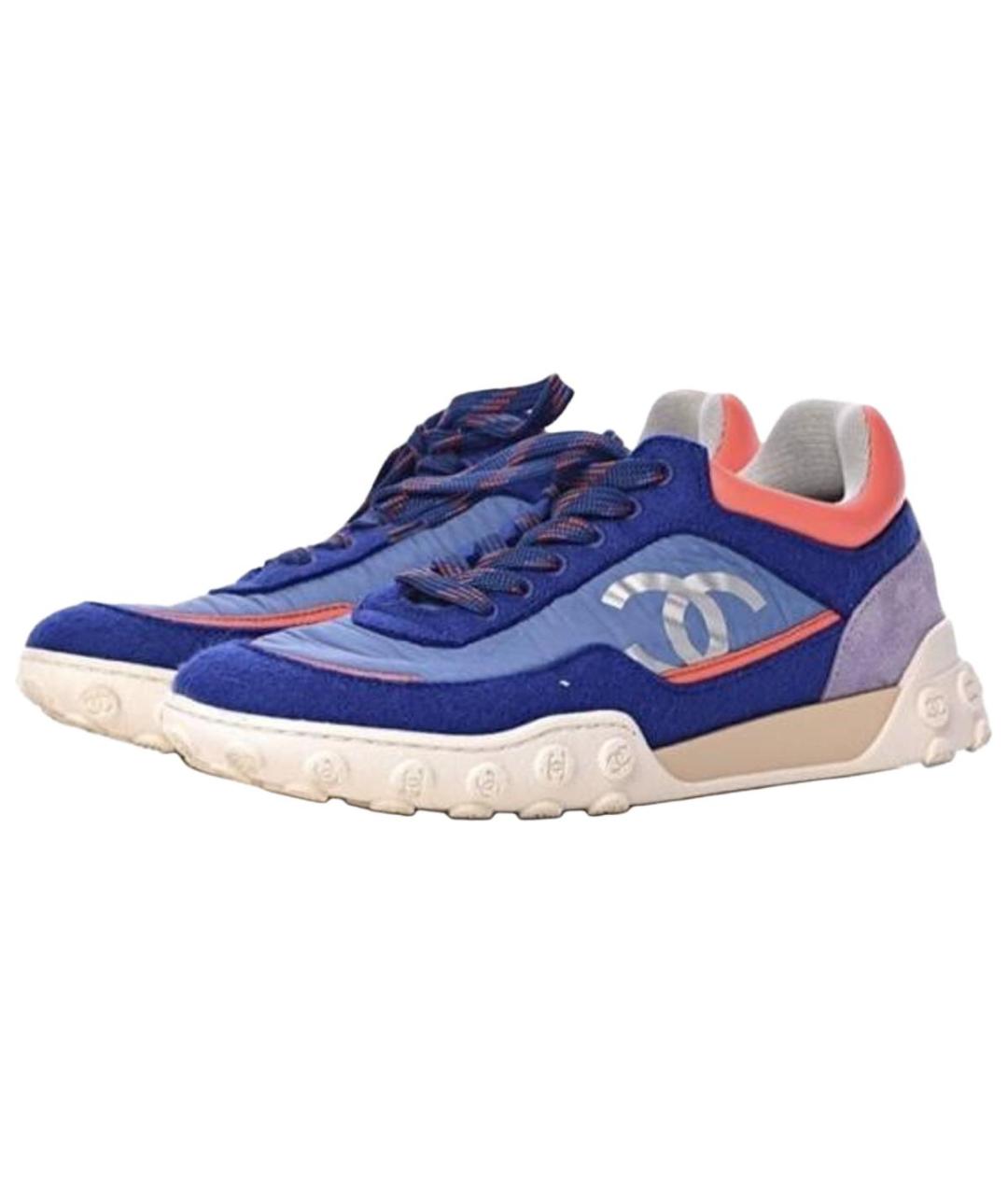 CHANEL Синие кожаные кроссовки, фото 3