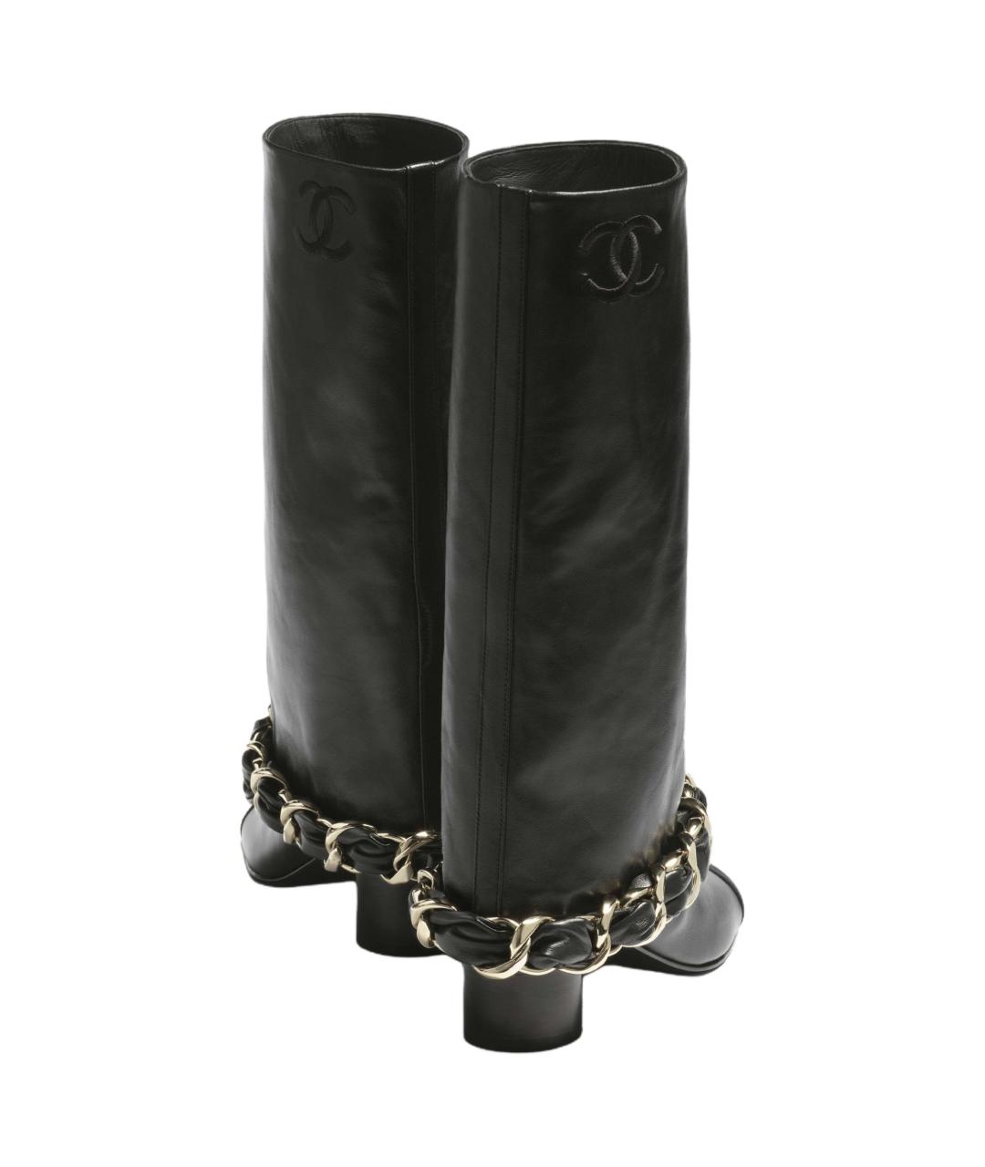 CHANEL Черные кожаные сапоги, фото 5