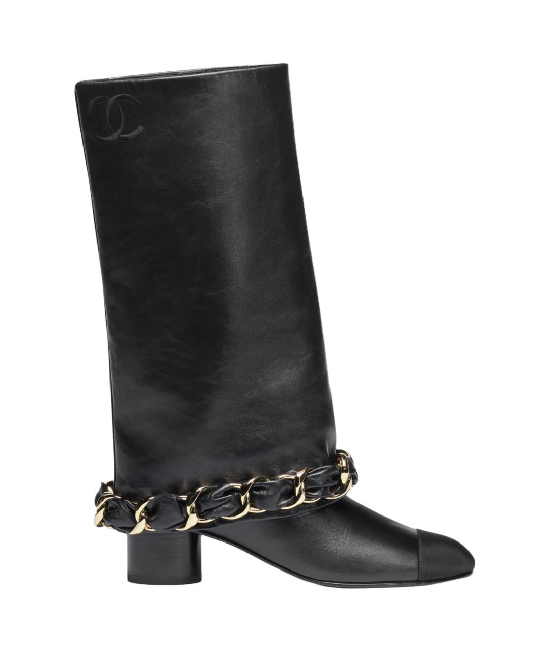 CHANEL Черные кожаные сапоги, фото 1