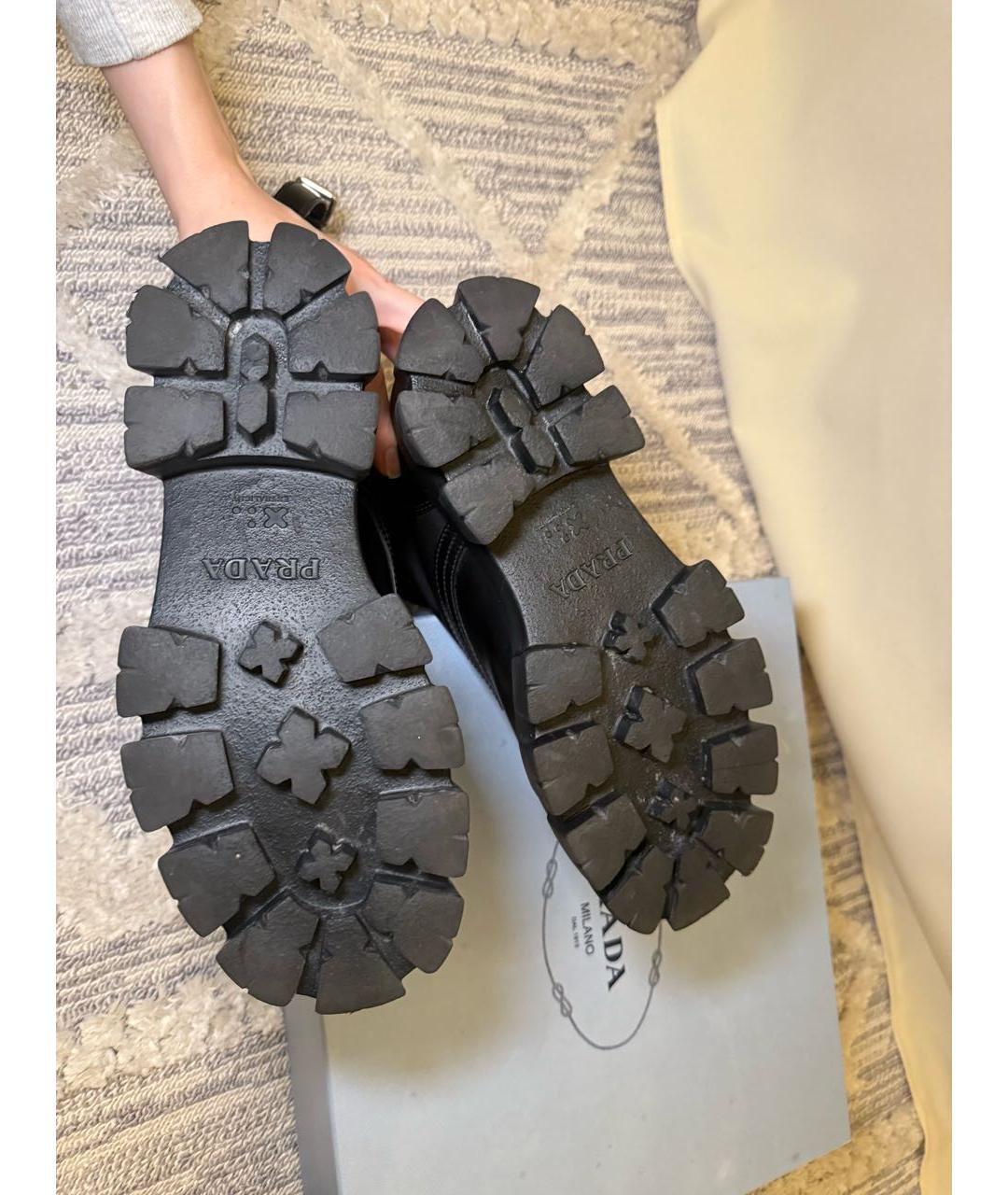 PRADA Черные кожаные ботинки, фото 7