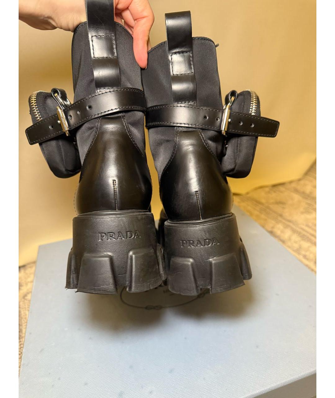 PRADA Черные кожаные ботинки, фото 4