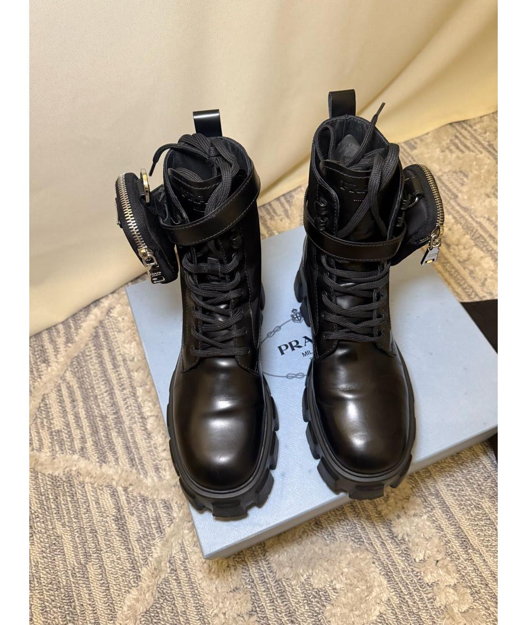 PRADA Черные кожаные ботинки, фото 3