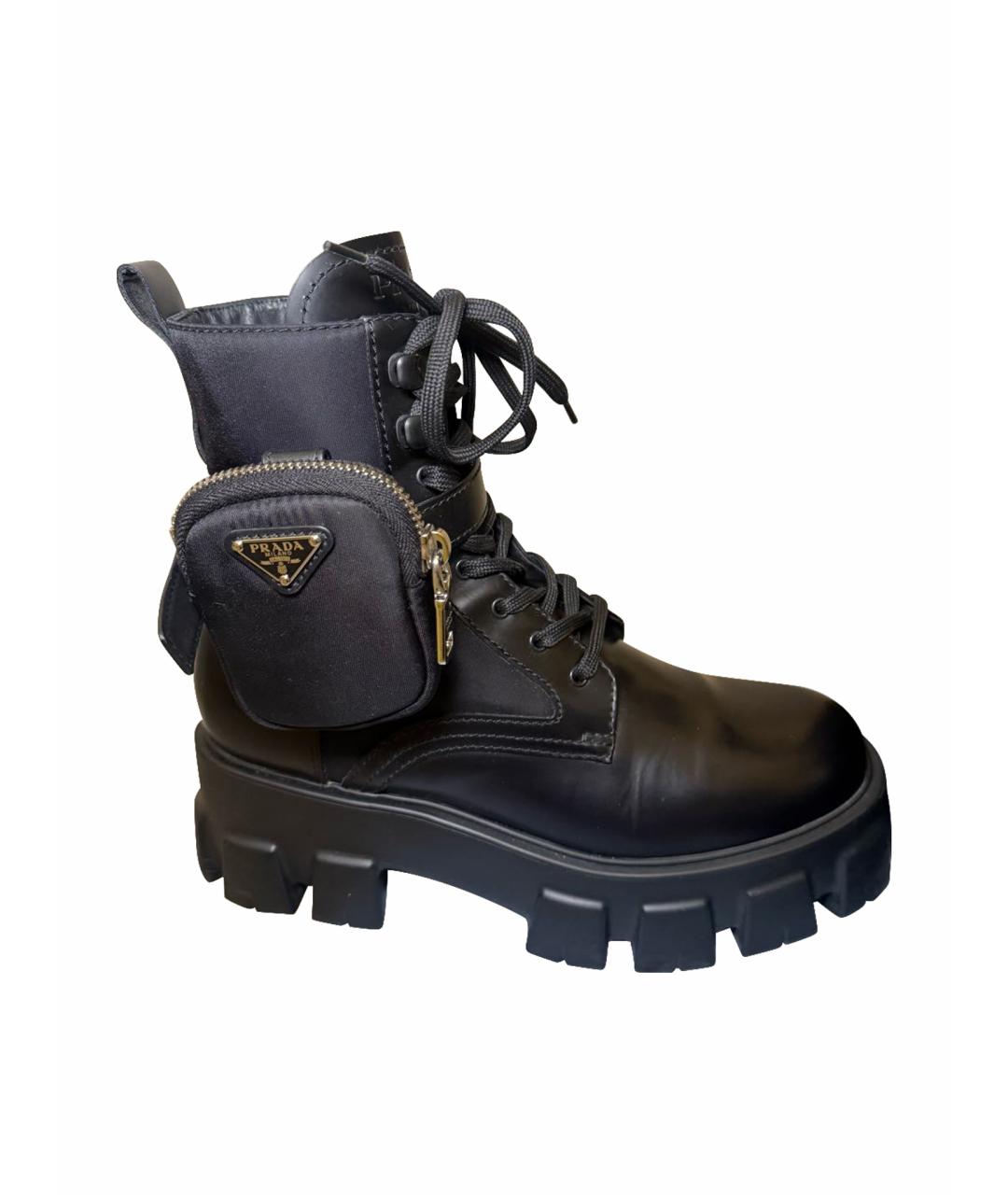PRADA Черные кожаные ботинки, фото 1