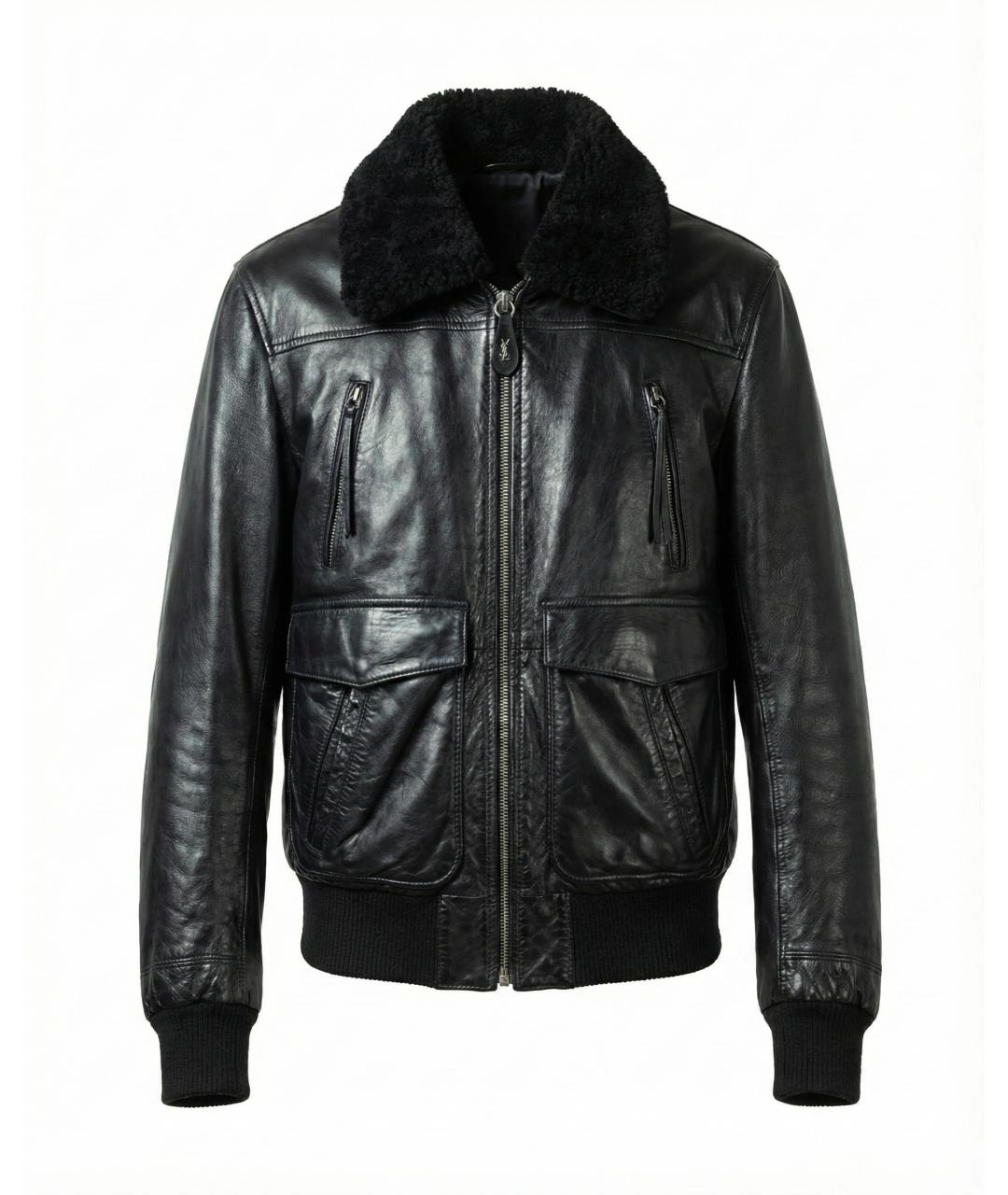 SAINT LAURENT Черная кожаная куртка, фото 9