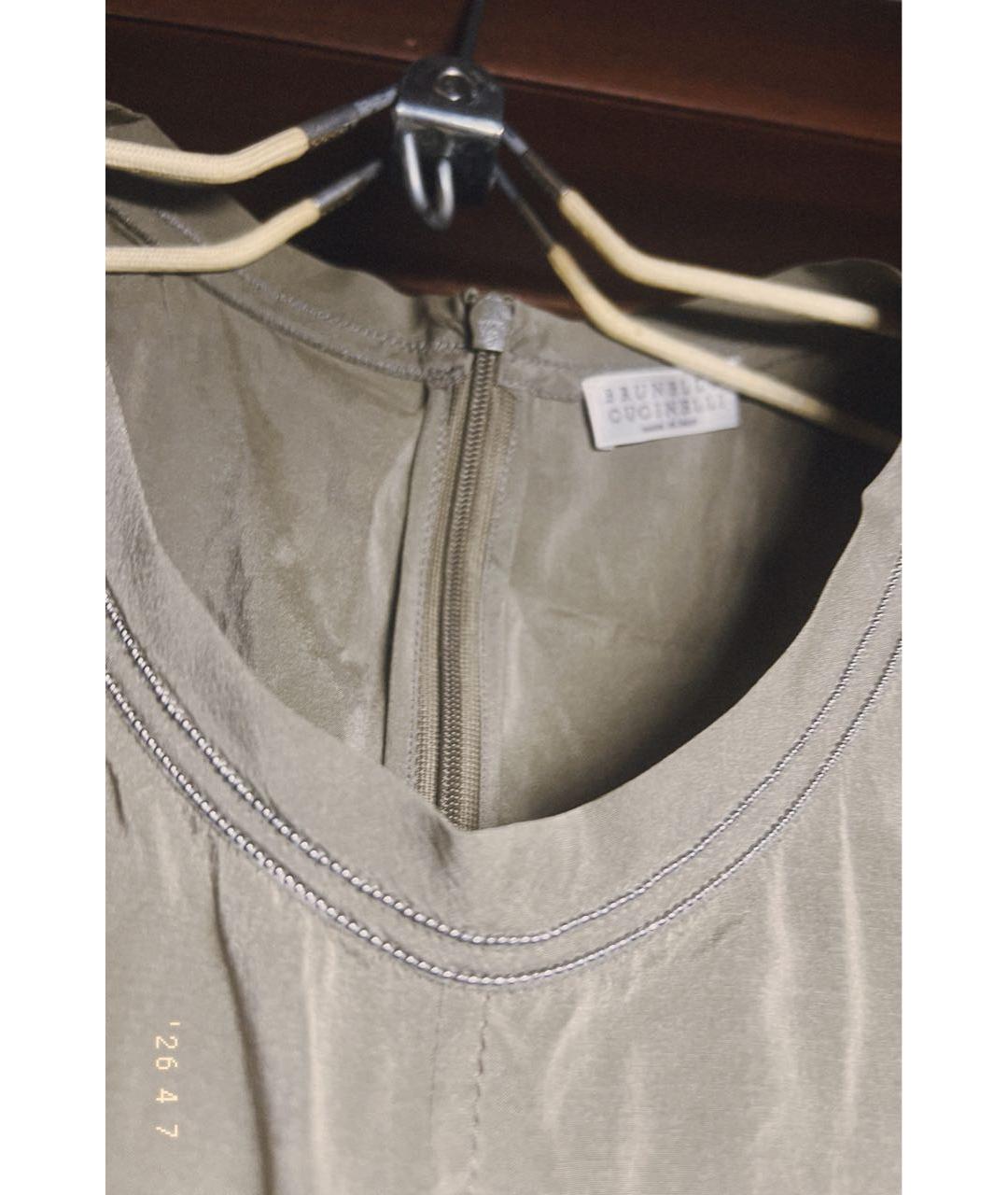 BRUNELLO CUCINELLI Хаки хлопковое повседневное платье, фото 3