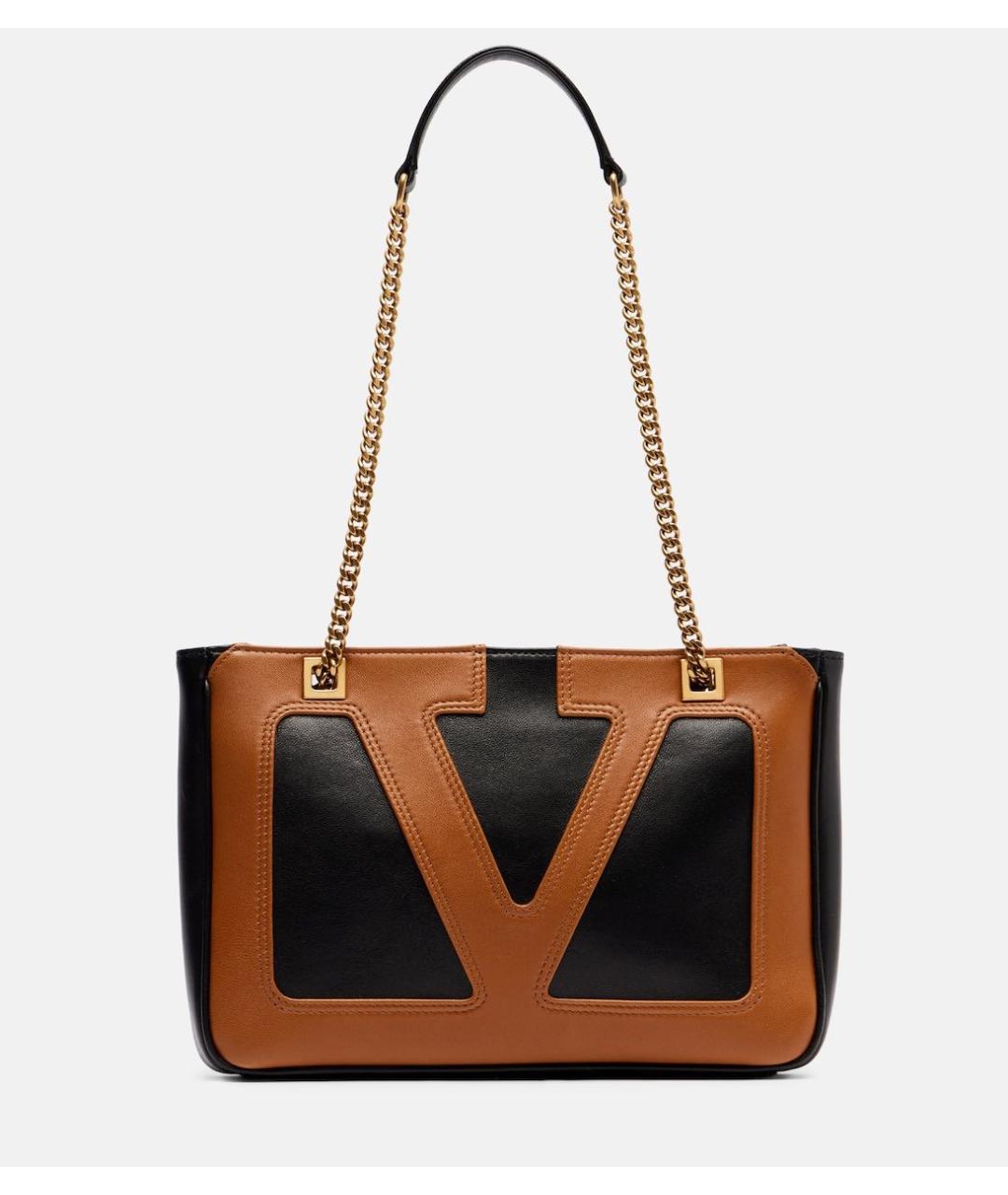 VALENTINO Бежевая кожаная сумка с короткими ручками, фото 6