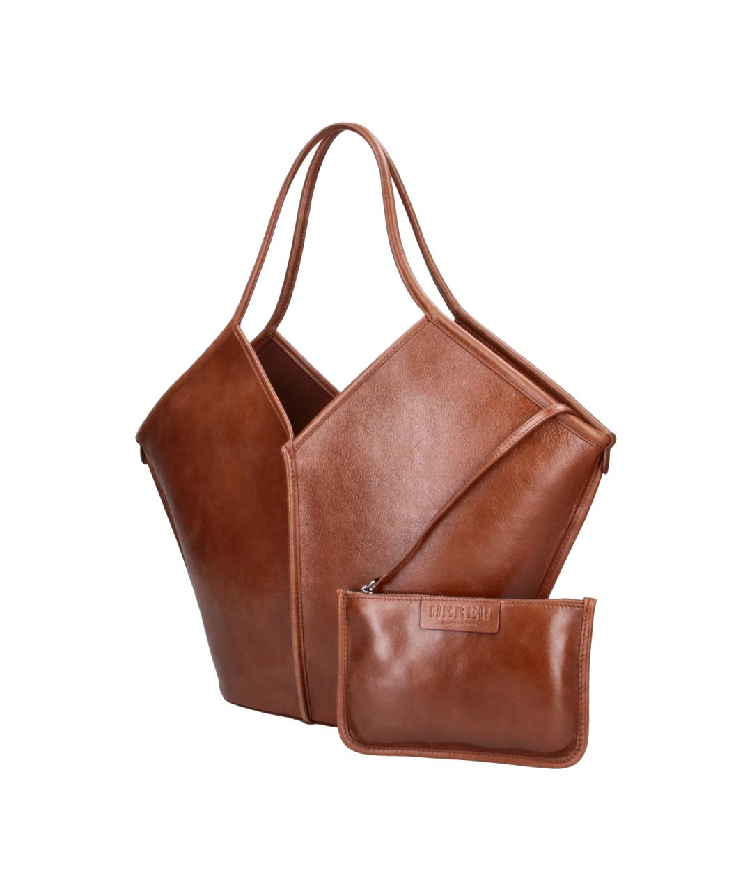 HEREU Коричневая кожаная сумка тоут, фото 2