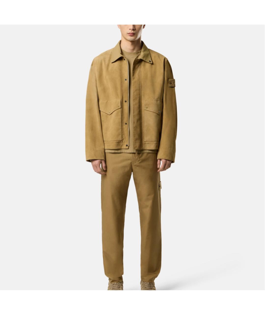 STONE ISLAND Бежевая замшевая куртка, фото 3