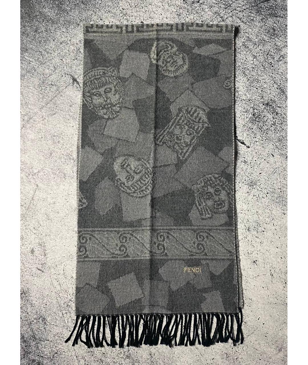 FENDI Серый шарф, фото 4